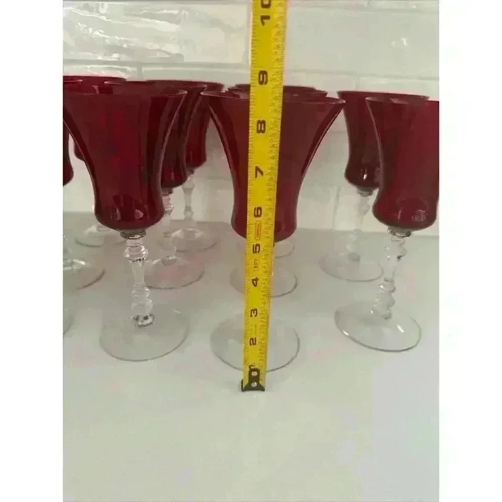 Cambridge Glass Hadron Ruby‎ Red Water Glasses Vintage Set Of 11
